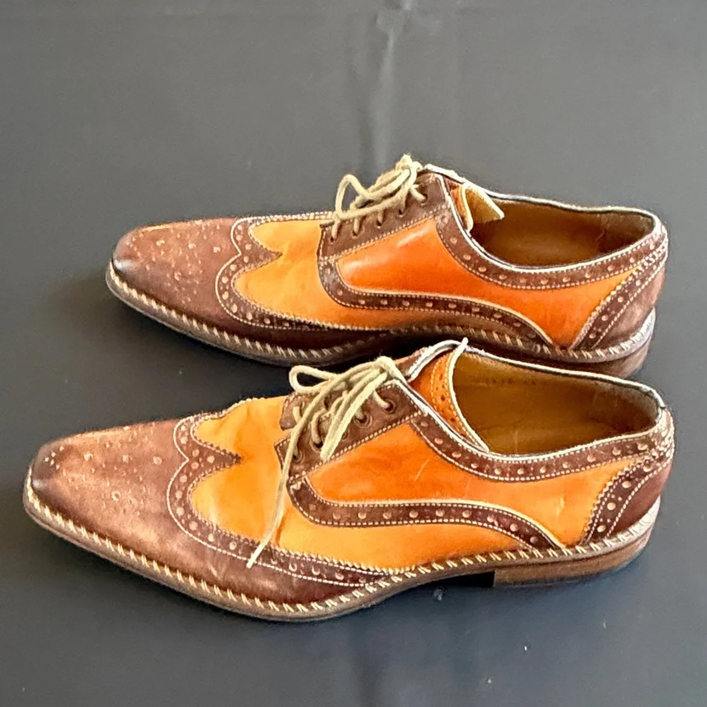 Pratesi Made in Italy Two Tone Leather Wingtip Oxfords EU 43 US 10
